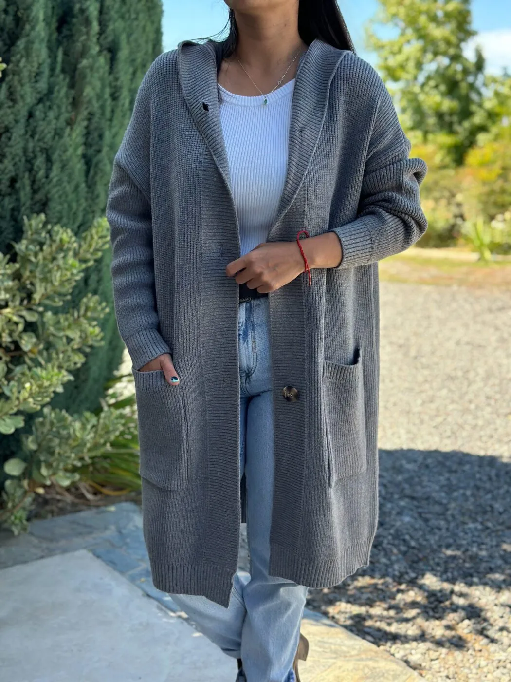 Women's Hooded Long Sleeve Knitted Cardigan Sweater