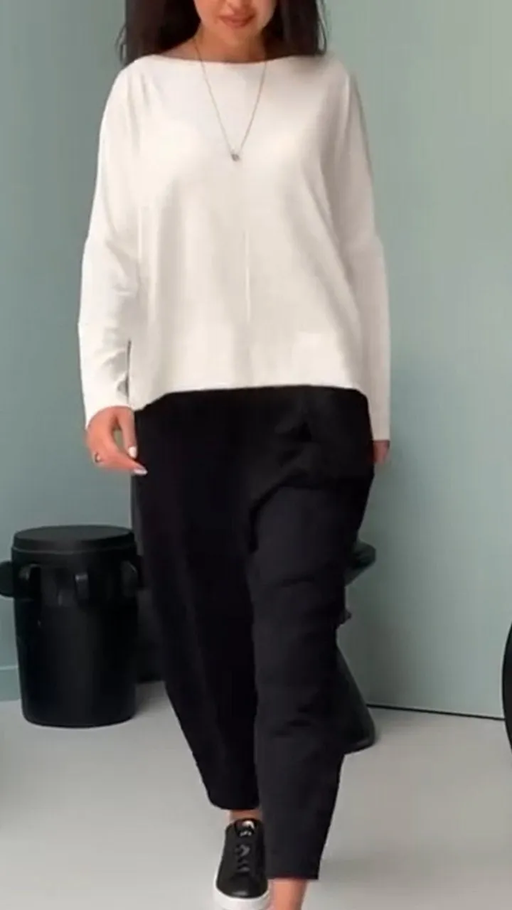 Women's Crew-neck Satin Long Sleeve Top